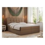 Łóżko kontynentalne DIEGOS 180x200 - H4 - brązowy, ekoskóra