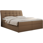 Łóżko kontynentalne DIEGOS 200x200 - H4 - brązowy, ekoskóra