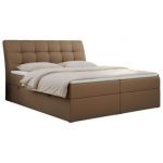 Łóżko kontynentalne DIEGOS 200x200 - H4 - brązowy, ekoskóra