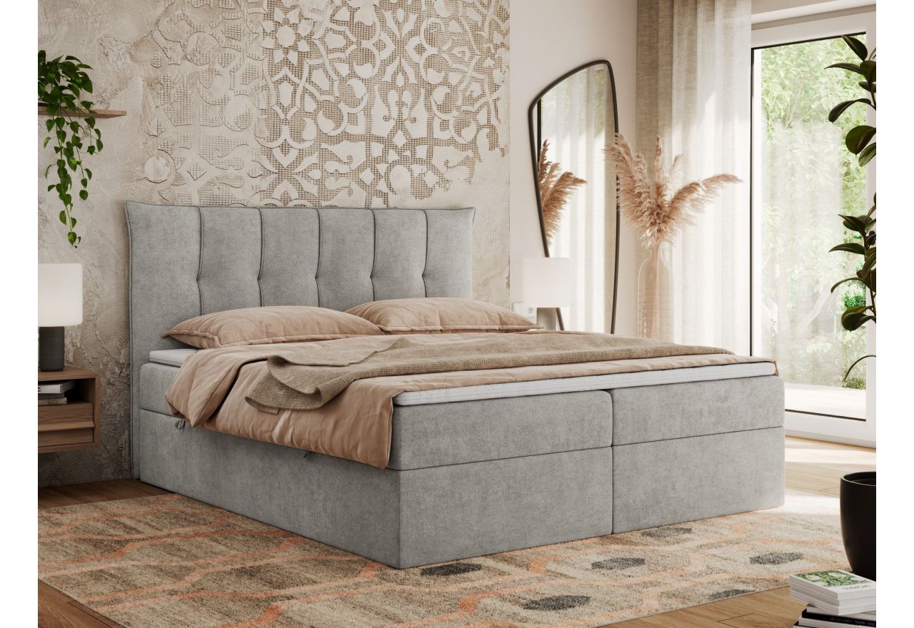 Łóżko kontynentalne PREMIUM 10 140x200 - H3 - jasnoszary, struktura