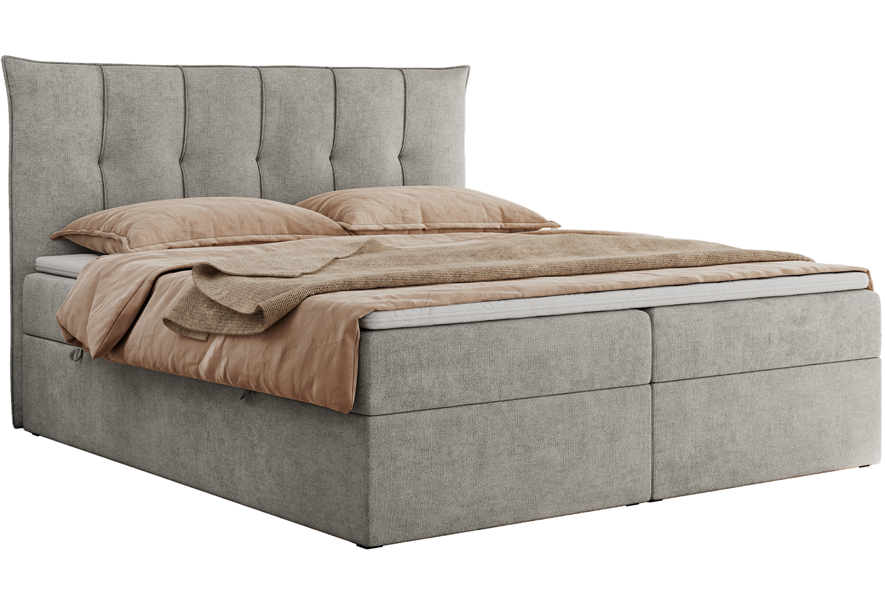 Łóżko kontynentalne PREMIUM 10 140x200 - H3 - jasnoszary, struktura