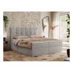 Łóżko kontynentalne PREMIUM 10 160x200 - H4 - jasnoszary, struktura