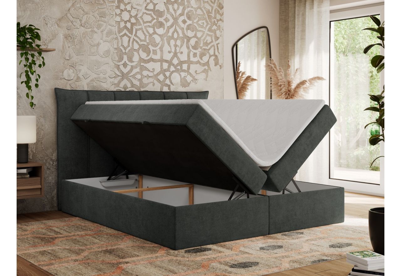 Łóżko kontynentalne PREMIUM 10 200x200 - H4 - ciemnoszary, struktura