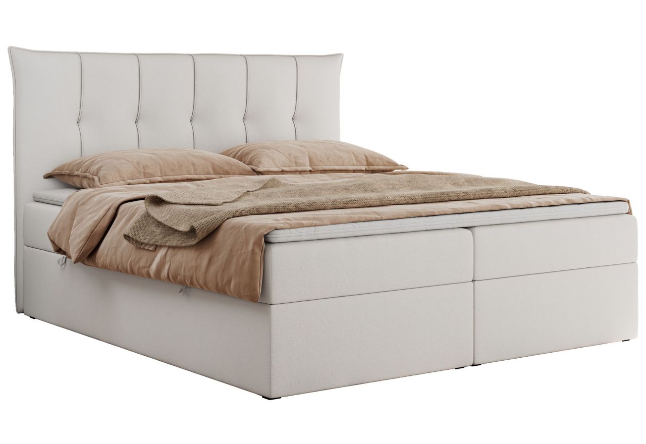 Łóżko kontynentalne PREMIUM 10 120x200 - H3 - biały, ekoskóra