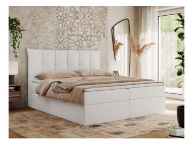 Łóżko kontynentalne PREMIUM 10 160x200 - H3 - biały, ekoskóra