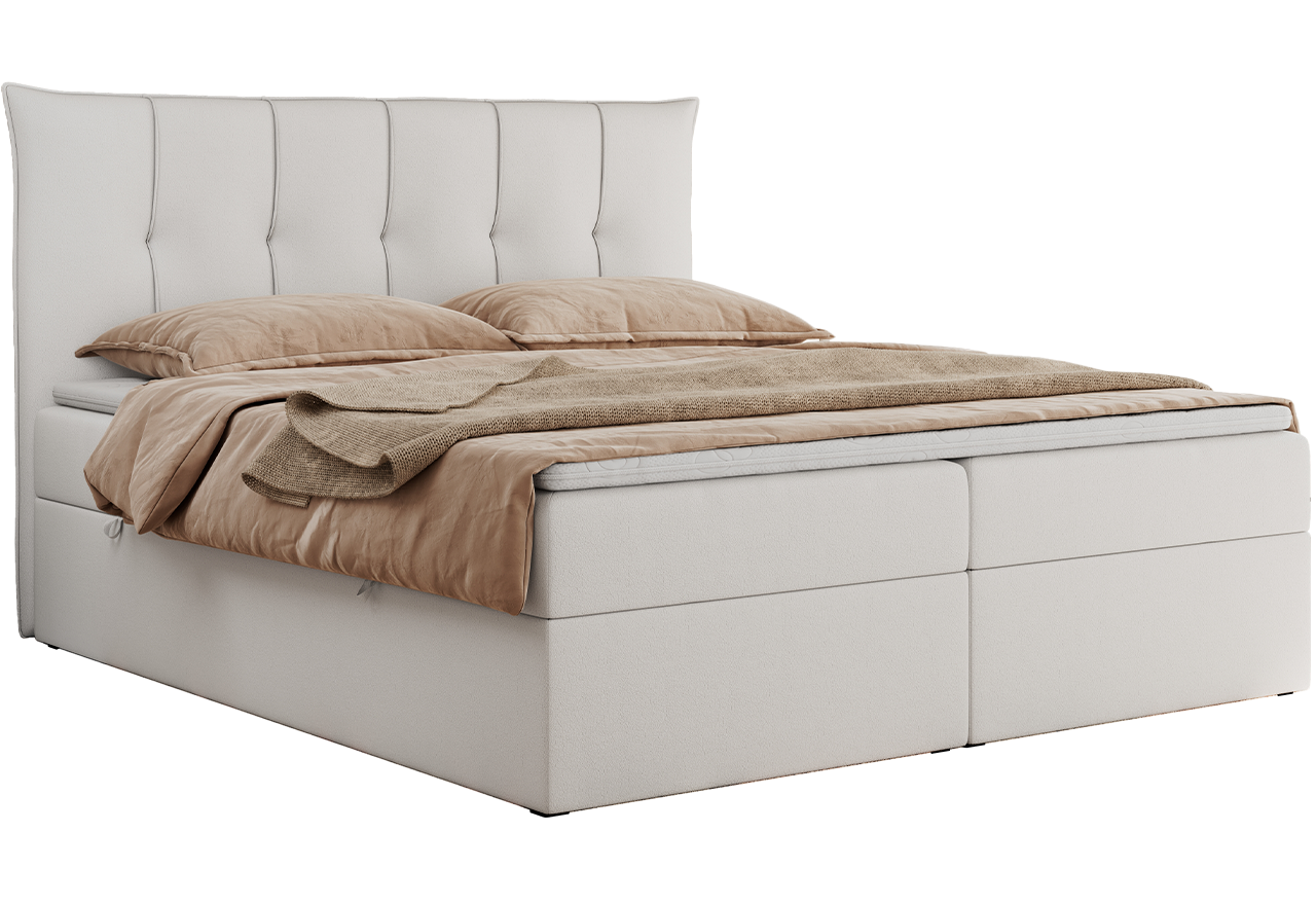 Łóżko kontynentalne PREMIUM 10 160x200 - H3 - biały, ekoskóra