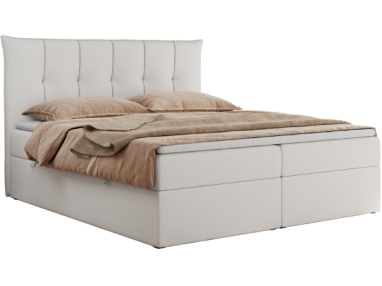 Łóżko kontynentalne PREMIUM 10 180x200 - H3 - biały, ekoskóra