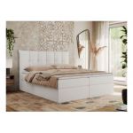 Łóżko kontynentalne PREMIUM 10 200x200 - H3 - biały, ekoskóra