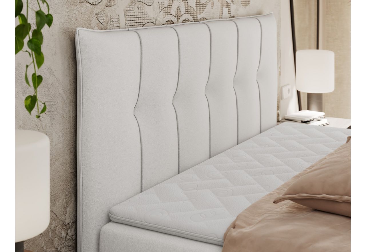 Łóżko kontynentalne PREMIUM 10 200x200 - H3 - biały, ekoskóra