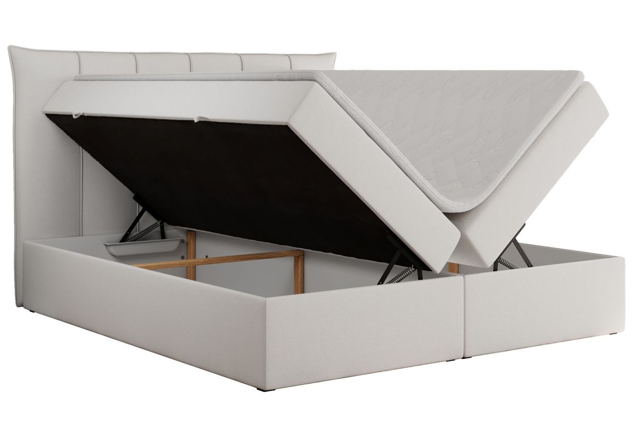 Łóżko kontynentalne PREMIUM 10 140x200 - H4 - biały, ekoskóra