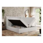 Łóżko kontynentalne PREMIUM 10 180x200 - H4 - biały, ekoskóra