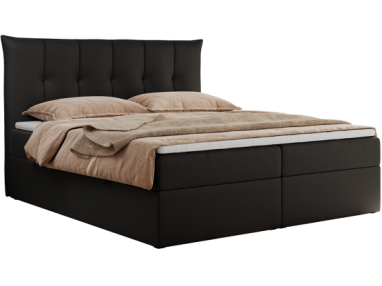 Łóżko kontynentalne PREMIUM 10 160x200 - H3 - czarny, ekoskóra
