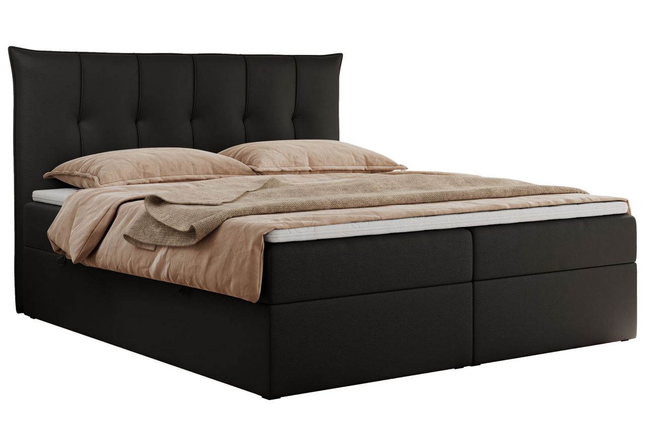 Łóżko kontynentalne PREMIUM 10 200x200 - H3 - czarny, ekoskóra