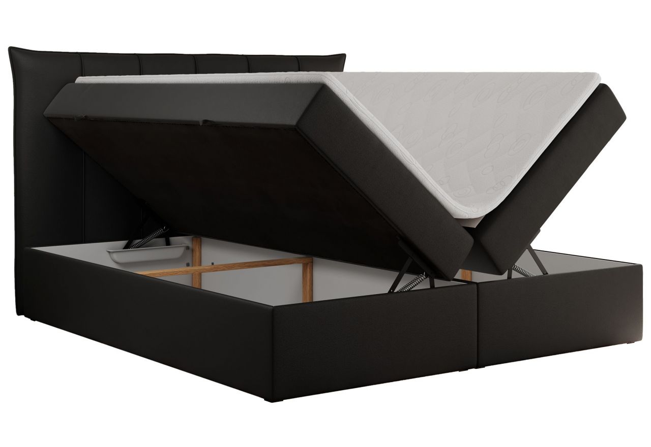 Łóżko kontynentalne PREMIUM 10 120x200 - H4 - czarny, ekoskóra