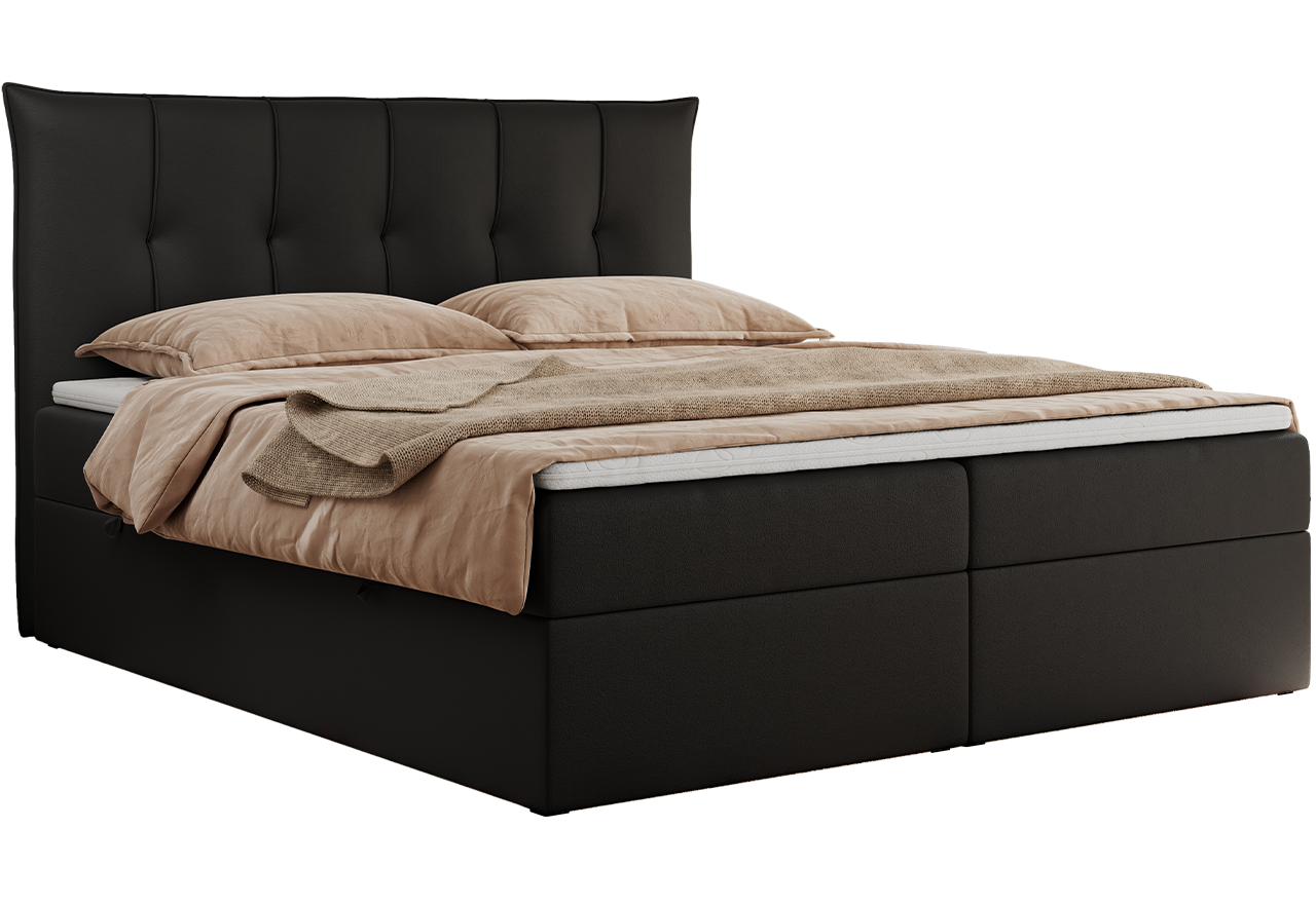 Łóżko kontynentalne PREMIUM 10 140x200 - H4 - czarny, ekoskóra