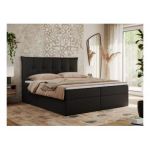 Łóżko kontynentalne PREMIUM 10 160x200 - H4 - czarny, ekoskóra