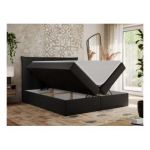 Łóżko kontynentalne PREMIUM 10 200x200 - H4 - czarny, ekoskóra