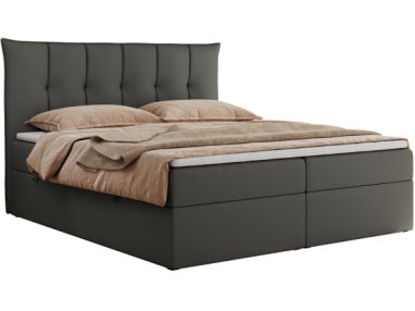 Łóżko kontynentalne PREMIUM 10 140x200 - H3 - ciemnoszary, ekoskóra
