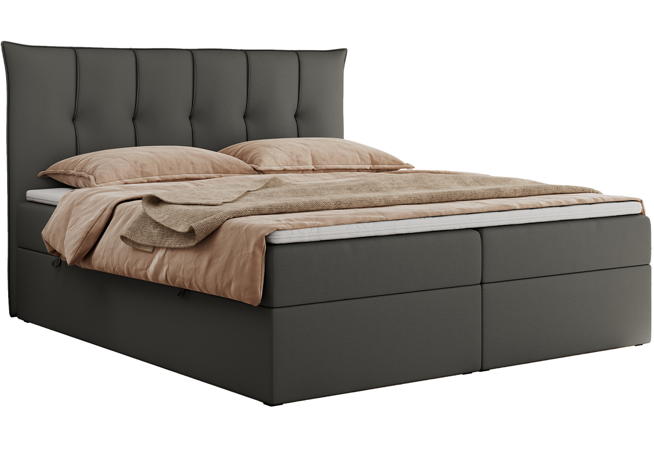 Łóżko kontynentalne PREMIUM 10 180x200 - H3 - ciemnoszary, ekoskóra
