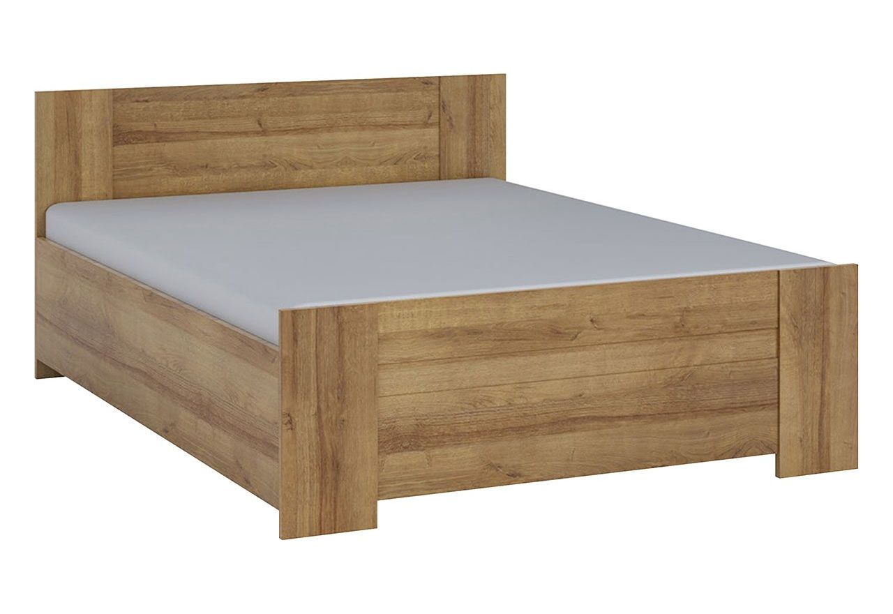 Nowoczesne łóżko z pojemnikiem na pościel i stelażem do sypialni 160x200 - BERY Dąb Złoty