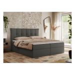 Łóżko kontynentalne PREMIUM 10 180x200 - H4 - ciemnoszary, ekoskóra