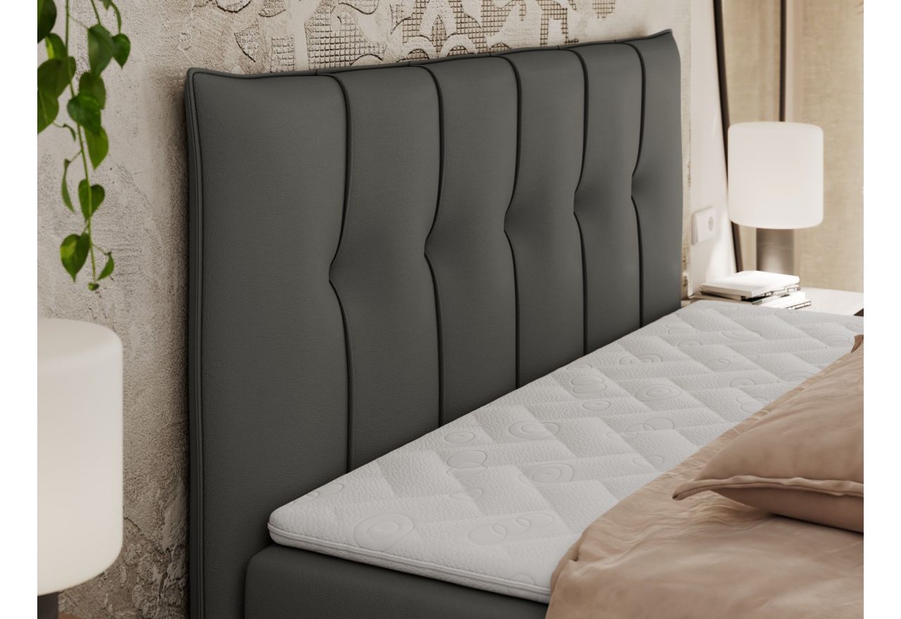 Łóżko kontynentalne PREMIUM 10 200x200 - H4 - ciemnoszary, ekoskóra