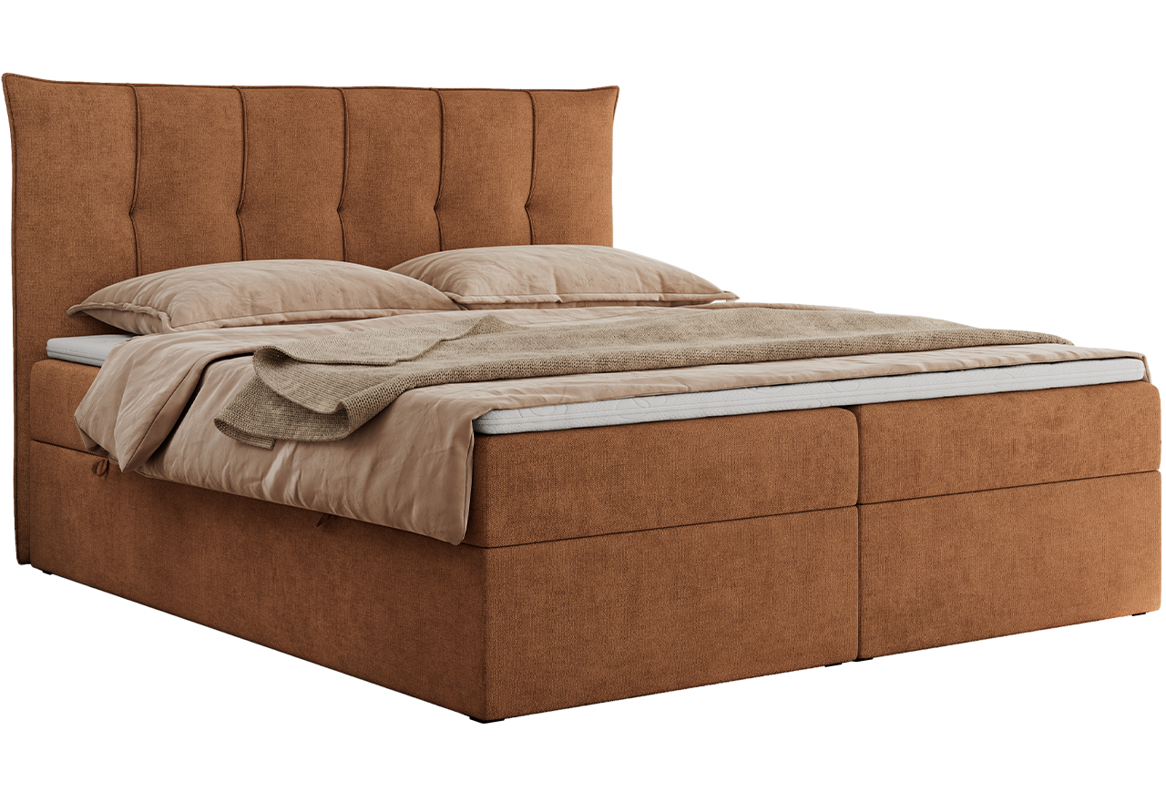 Łóżko kontynentalne PREMIUM 10 180x200 - H3 - pomarańczowy, struktura