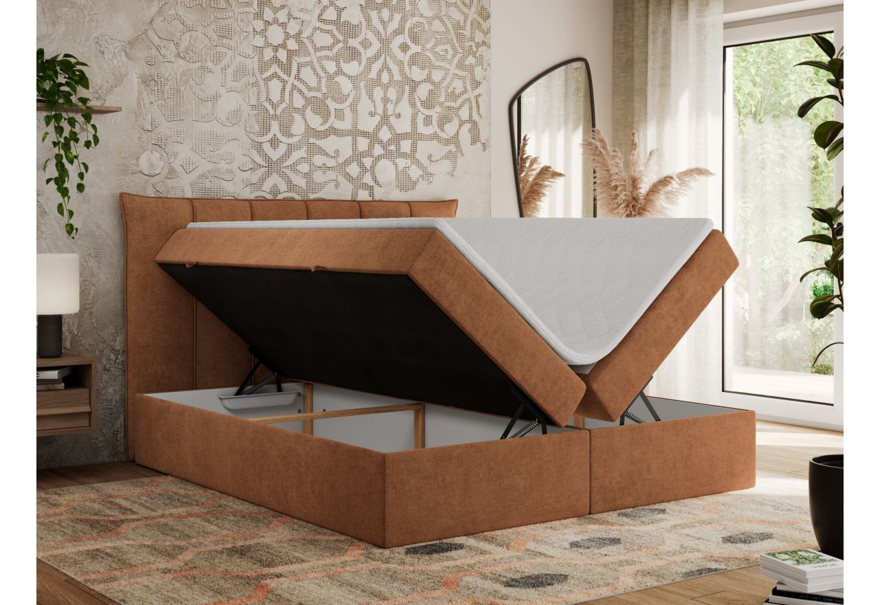 Łóżko kontynentalne PREMIUM 10 180x200 - H3 - pomarańczowy, struktura