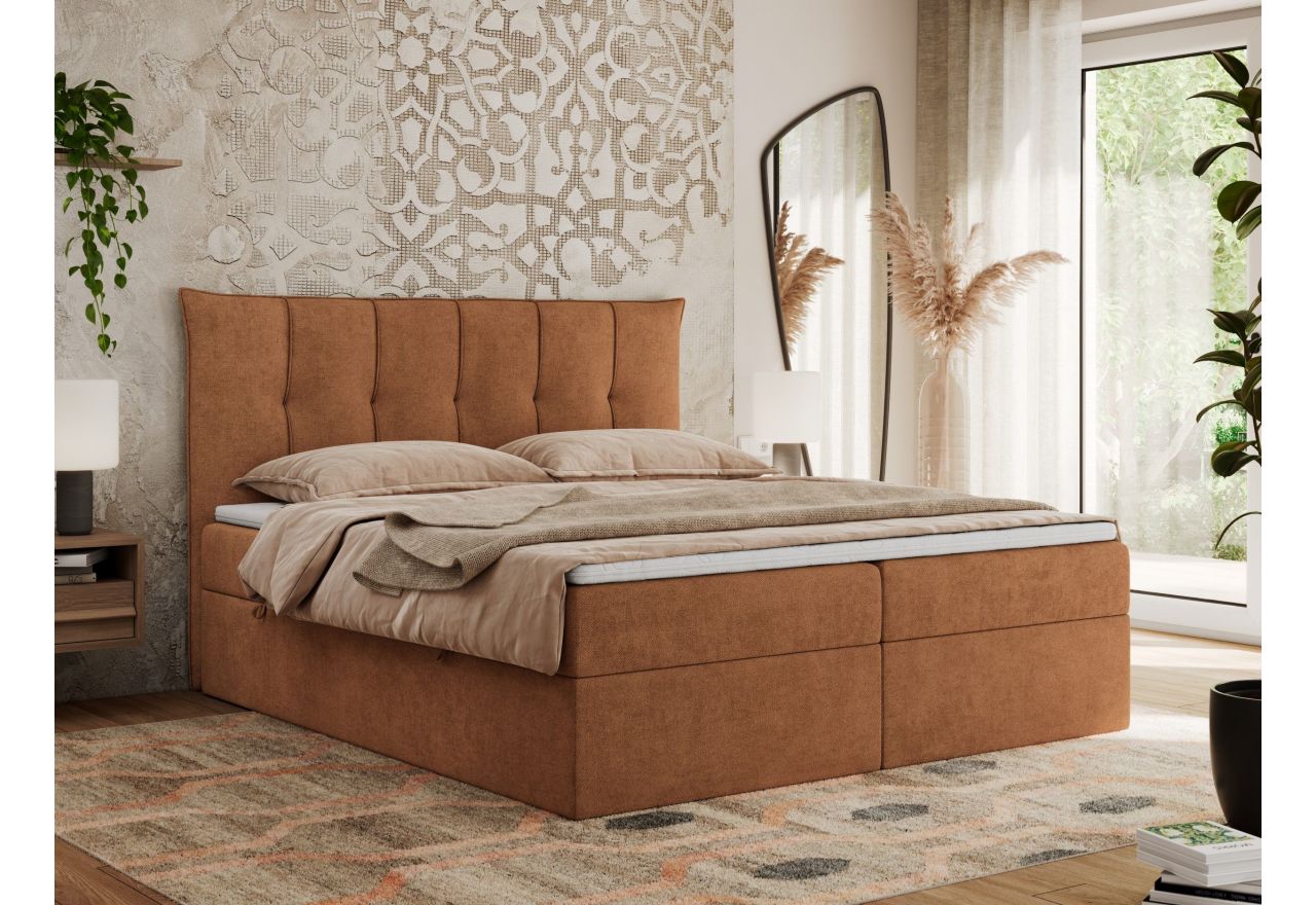 Łóżko kontynentalne PREMIUM 10 140x200 - H4 - pomarańczowy, struktura