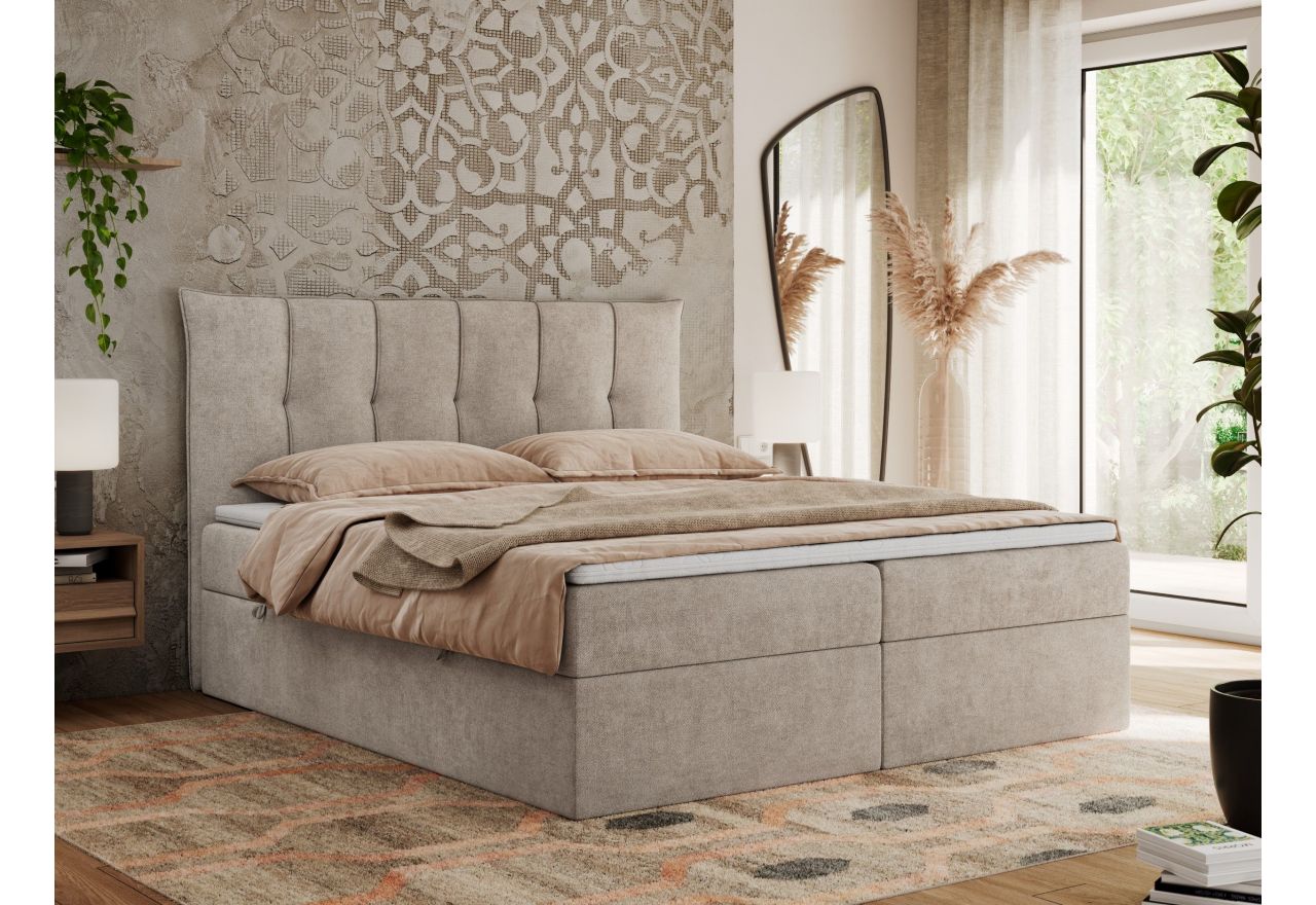 Łóżko kontynentalne PREMIUM 10 180x200 - H3 - beżowy, struktura