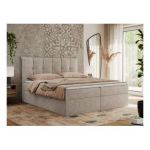 Łóżko kontynentalne PREMIUM 10 200x200 - H4 - beżowy, struktura