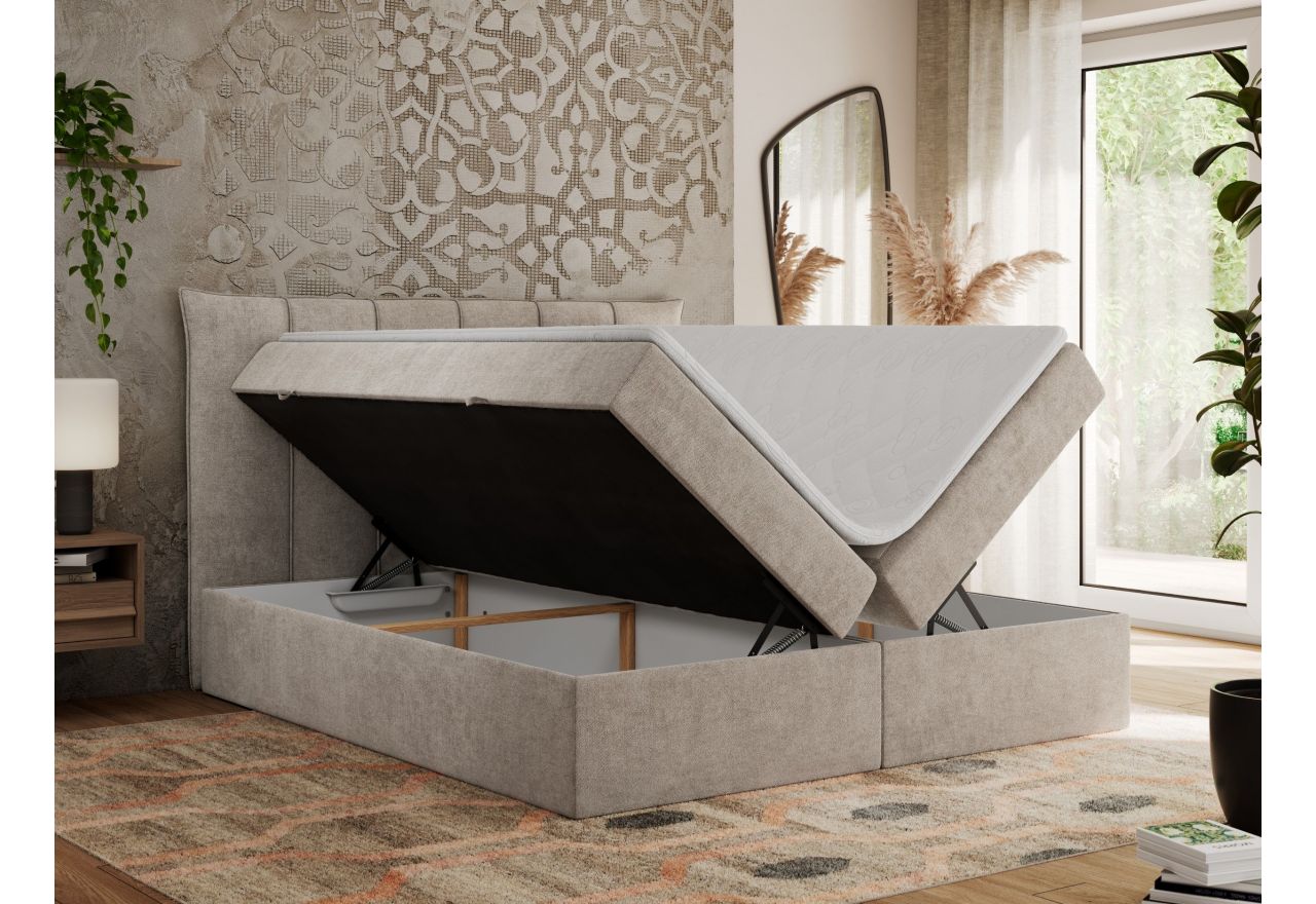 Łóżko kontynentalne PREMIUM 10 200x200 - H4 - beżowy, struktura