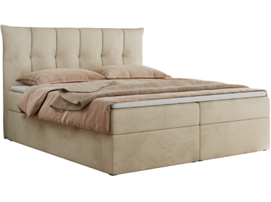 Łóżko kontynentalne PREMIUM 10 180x200 - H3 - beżowy, welwet