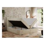 Łóżko kontynentalne PREMIUM 10 180x200 - H3 - beżowy, welwet