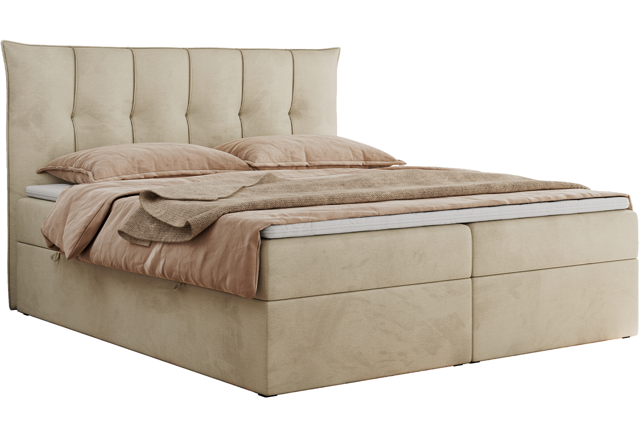 Łóżko kontynentalne PREMIUM 10 200x200 - H3 - beżowy, welwet