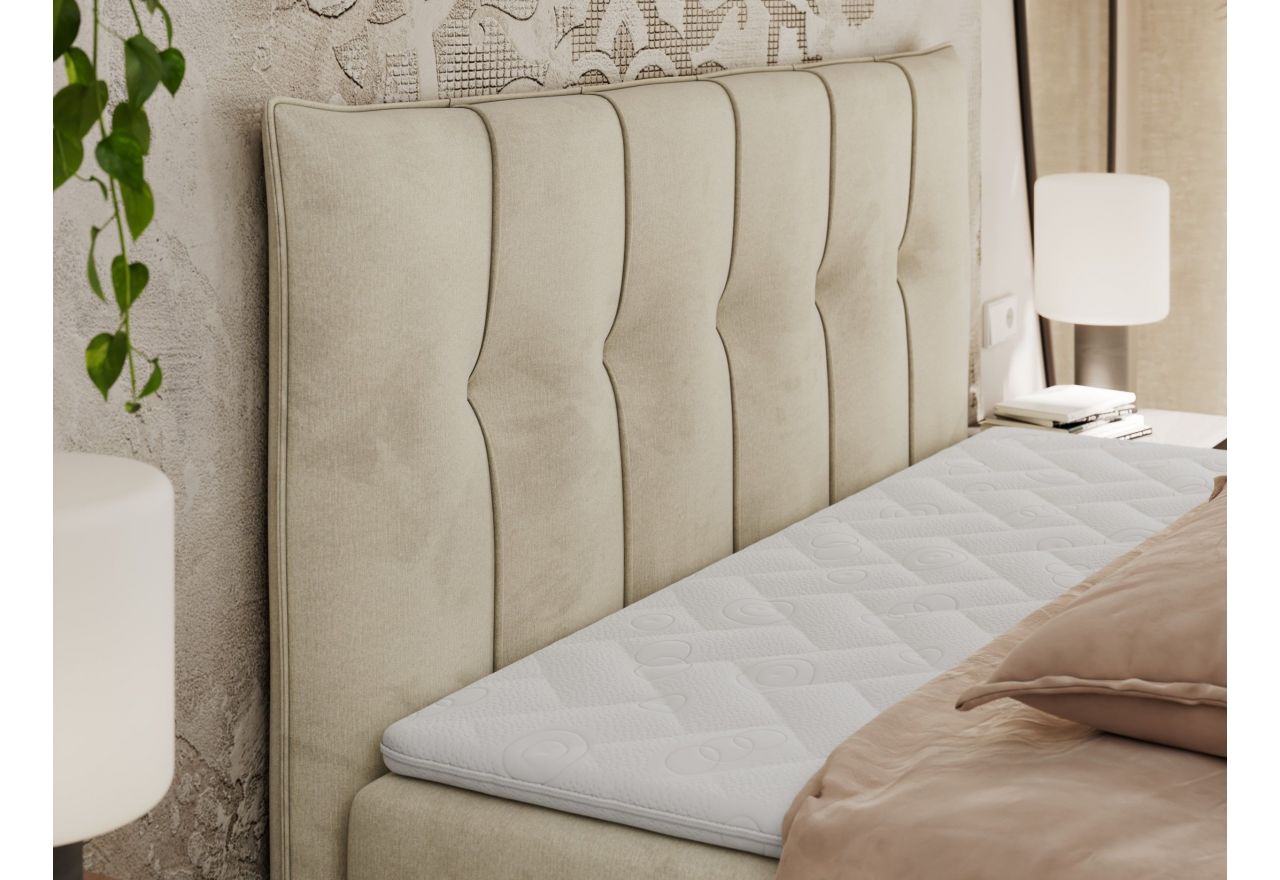 Łóżko kontynentalne PREMIUM 10 140x200 - H4 - beżowy, welwet