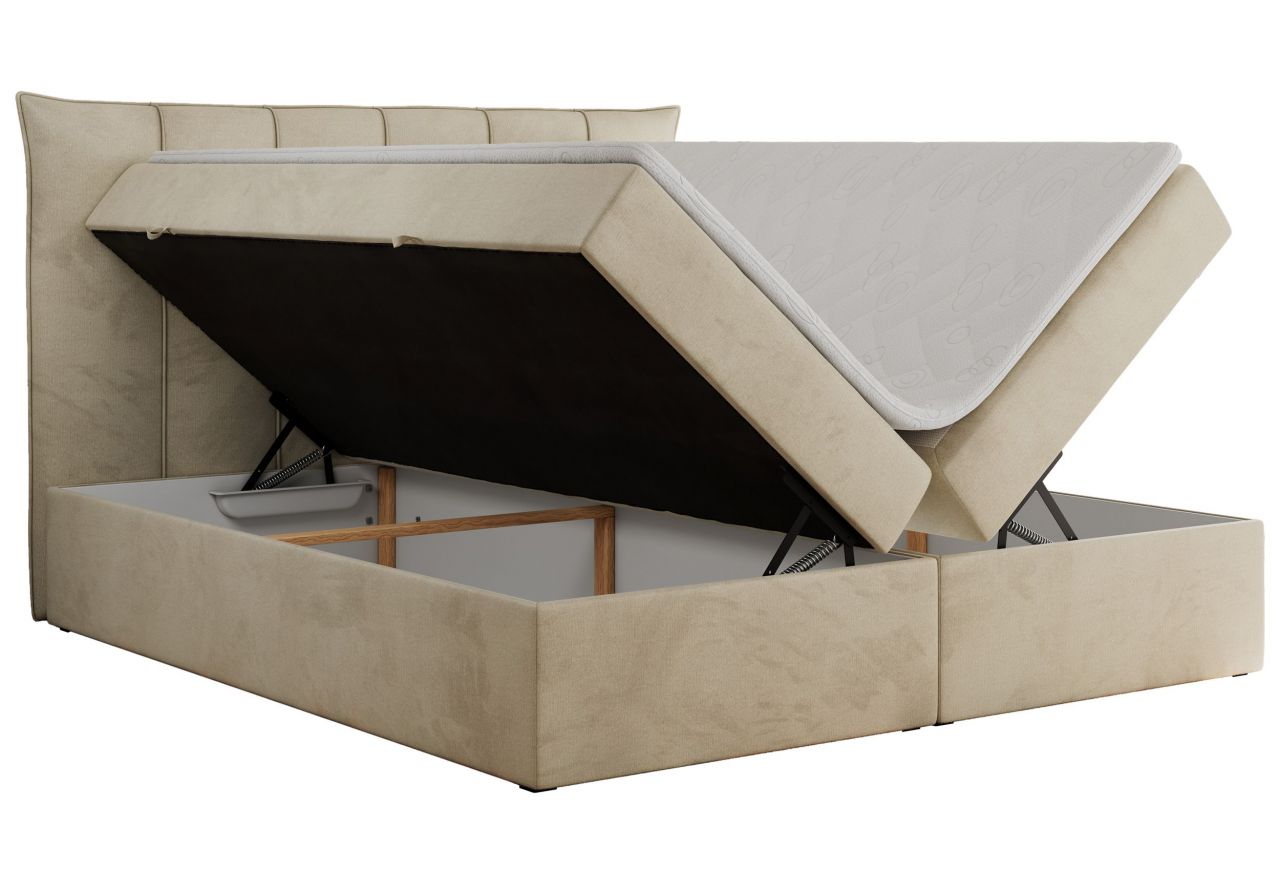Łóżko kontynentalne PREMIUM 10 160x200 - H4 - beżowy, welwet