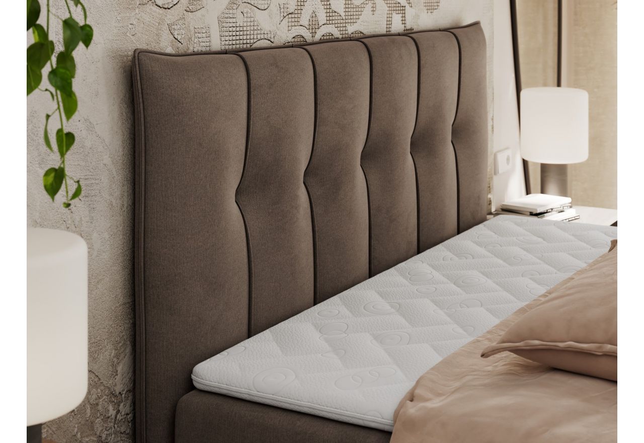 Łóżko kontynentalne PREMIUM 10 180x200 - H3 - brązowy, welwet