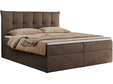 Łóżko kontynentalne PREMIUM 10 160x200 - H4 - brązowy, welwet