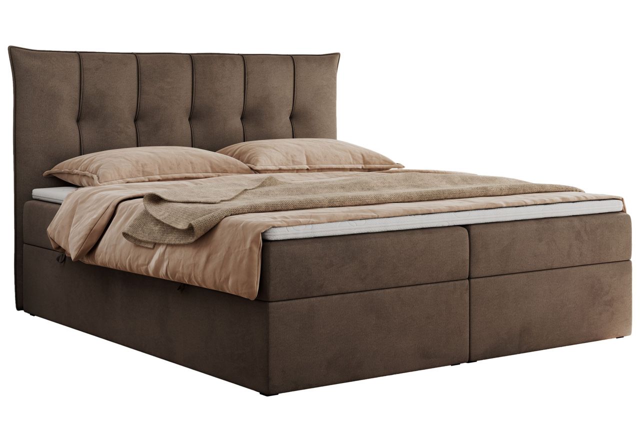 Łóżko kontynentalne PREMIUM 10 160x200 - H4 - brązowy, welwet