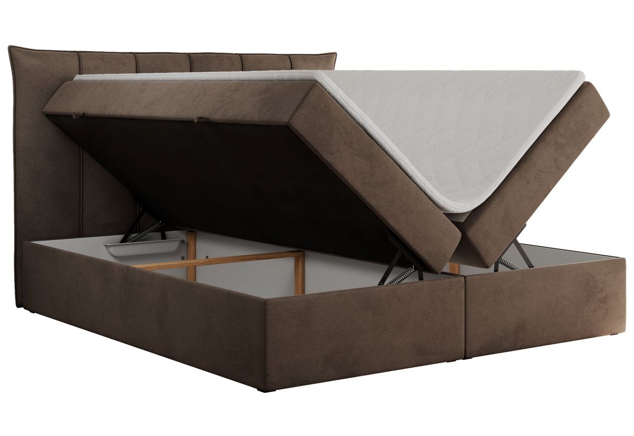 Łóżko kontynentalne PREMIUM 10 180x200 - H4 - brązowy, welwet