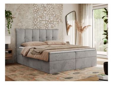 Łóżko kontynentalne PREMIUM 10 140x200 - H3 - jasnoszary, welwet