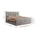 Łóżko kontynentalne PREMIUM 10 140x200 - H3 - jasnoszary, welwet