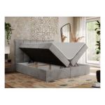 Łóżko kontynentalne PREMIUM 10 140x200 - H3 - jasnoszary, welwet