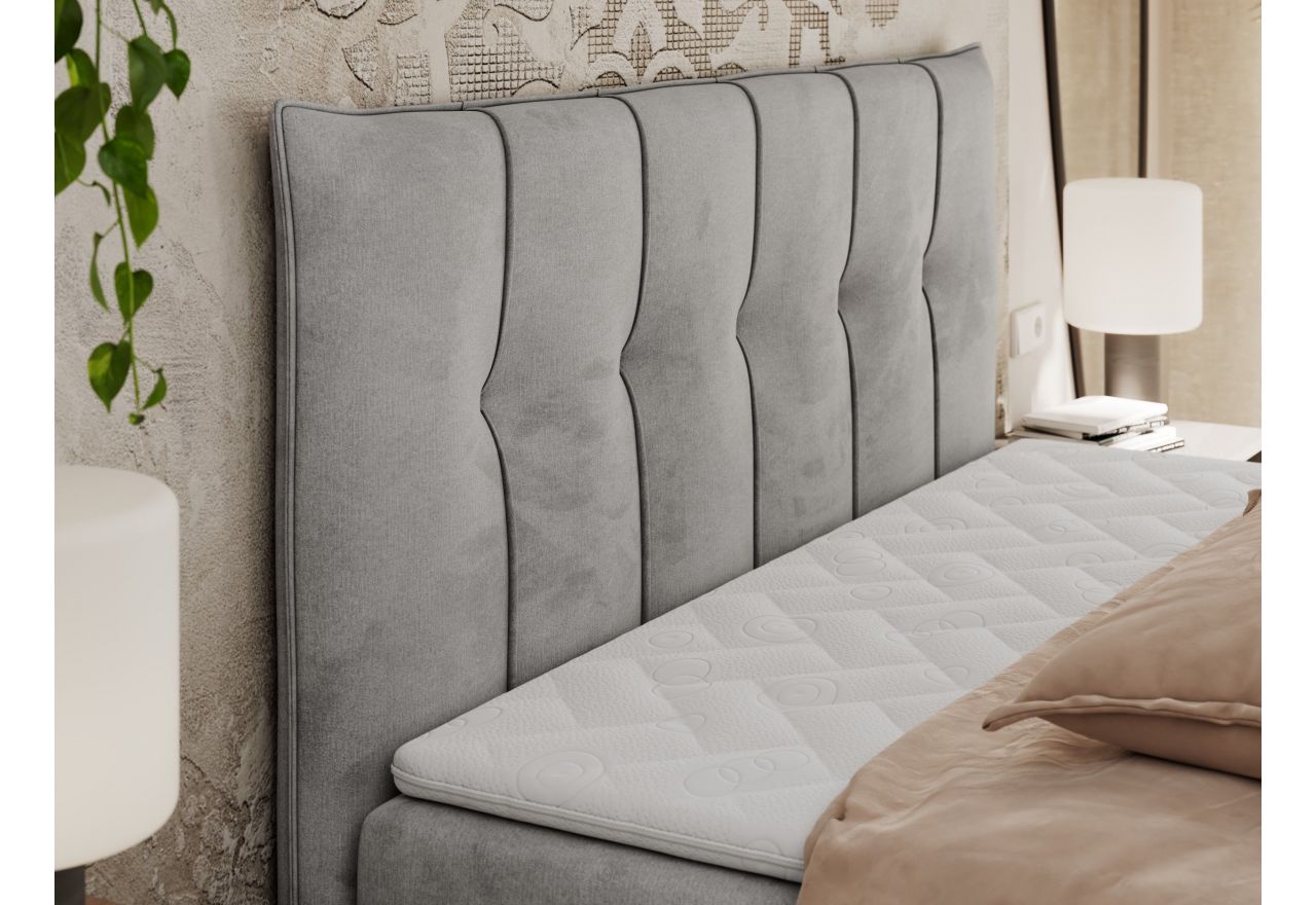 Łóżko kontynentalne PREMIUM 10 140x200 - H3 - jasnoszary, welwet