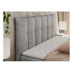 Łóżko kontynentalne PREMIUM 10 140x200 - H3 - jasnoszary, welwet