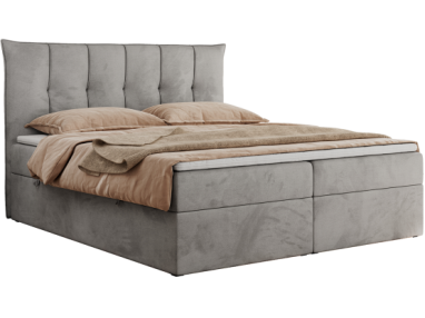Łóżko kontynentalne PREMIUM 10 160x200 - H3 - jasnoszary, welwet
