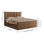 Łóżko kontynentalne PREMIUM 10 200x200 - H3 - brązowy, ekoskóra