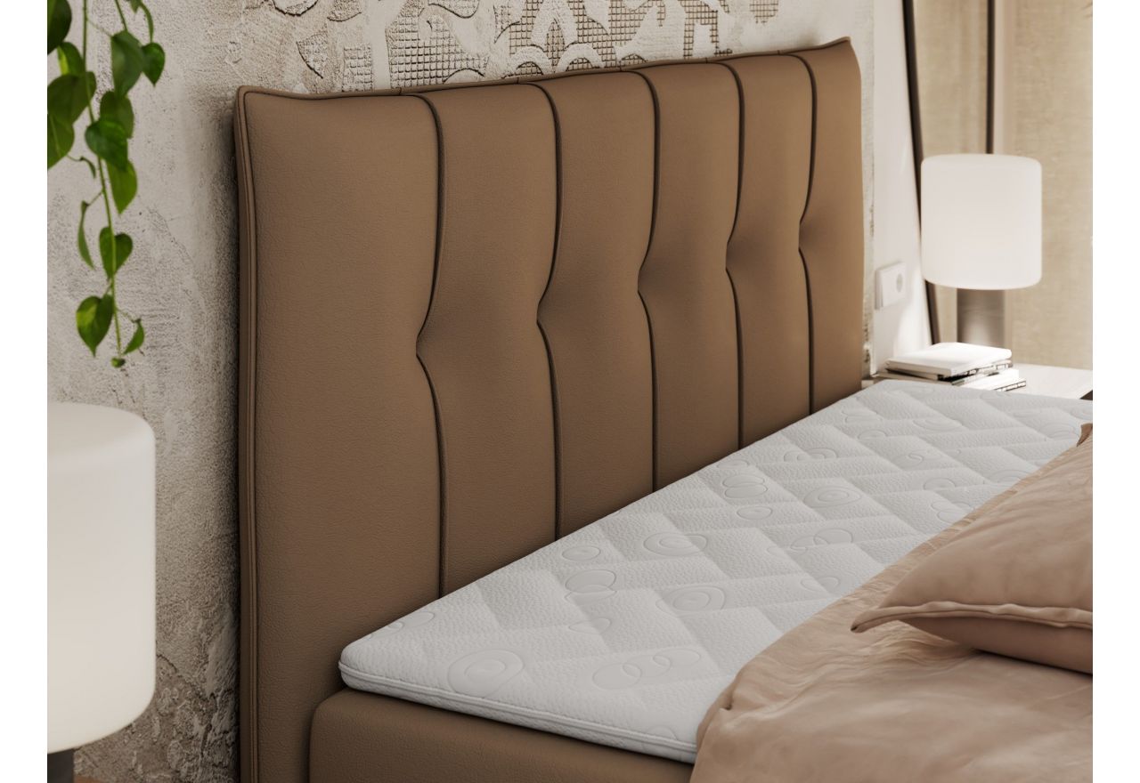 Łóżko kontynentalne PREMIUM 10 160x200 - H3 - brązowy, ekoskóra