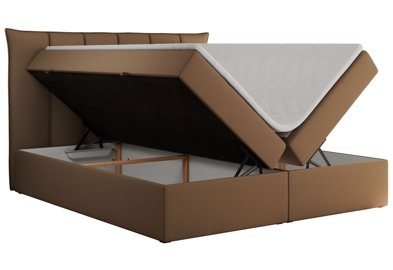 Łóżko kontynentalne PREMIUM 10 140x200 - H3 - brązowy, ekoskóra